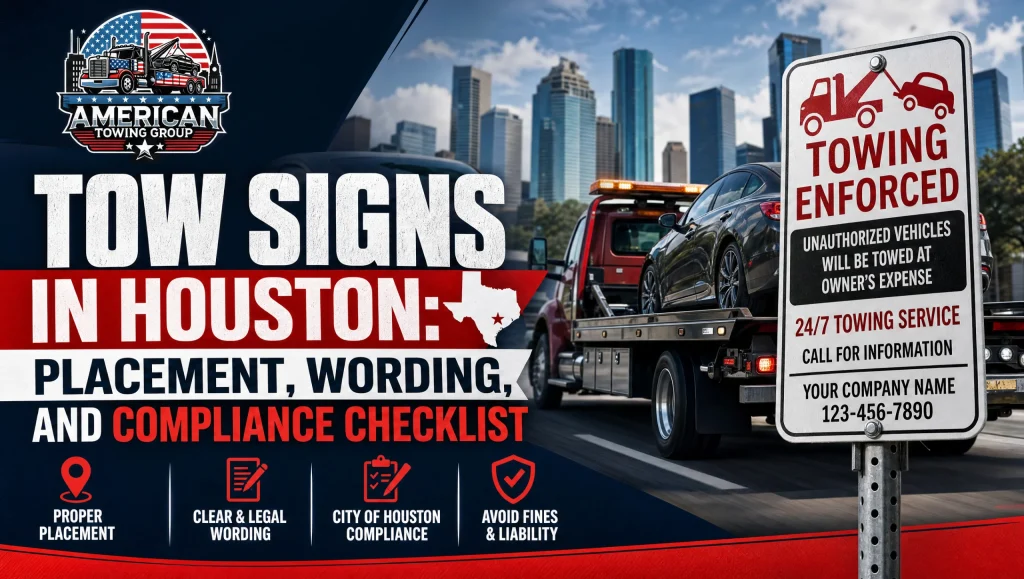 tow signs Houston placement at an apartment lot entrance with clear wording and compliant enforcement