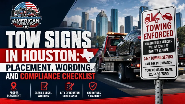 tow signs Houston placement at an apartment lot entrance with clear wording and compliant enforcement