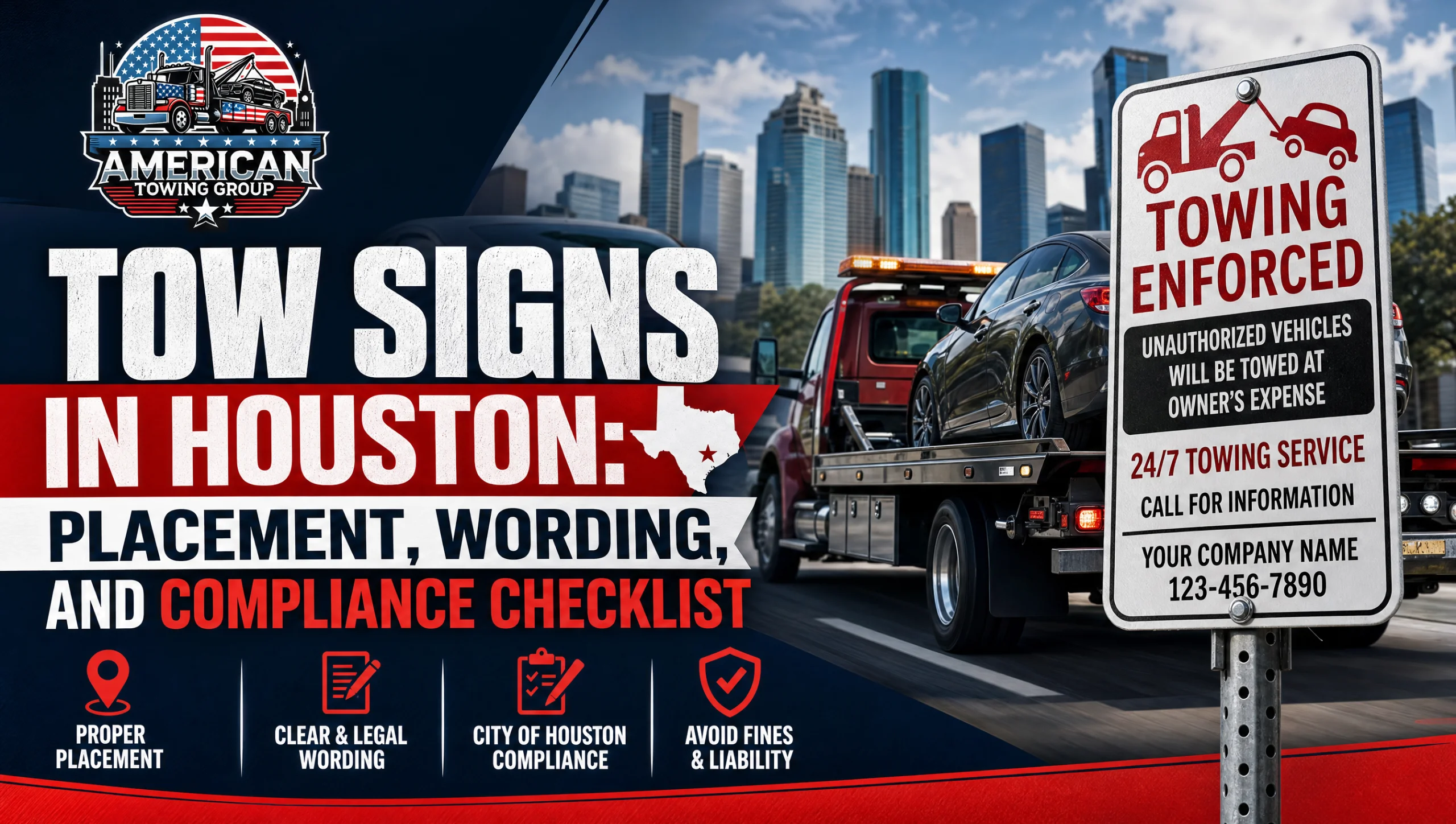 tow signs Houston placement at an apartment lot entrance with clear wording and compliant enforcement